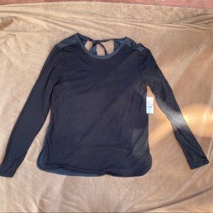 Lord and Taylor black long sleeve satin back top